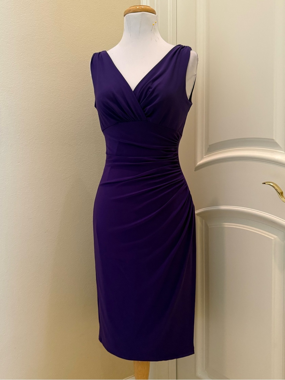 Lauren Ralph Lauren purple jersey knit draped dress